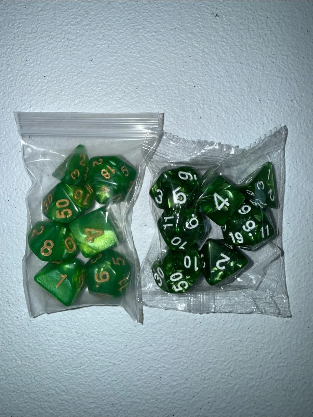Druid Nature DND Dice set 2 pack - Forest Green & Bright Green polyhedral sets